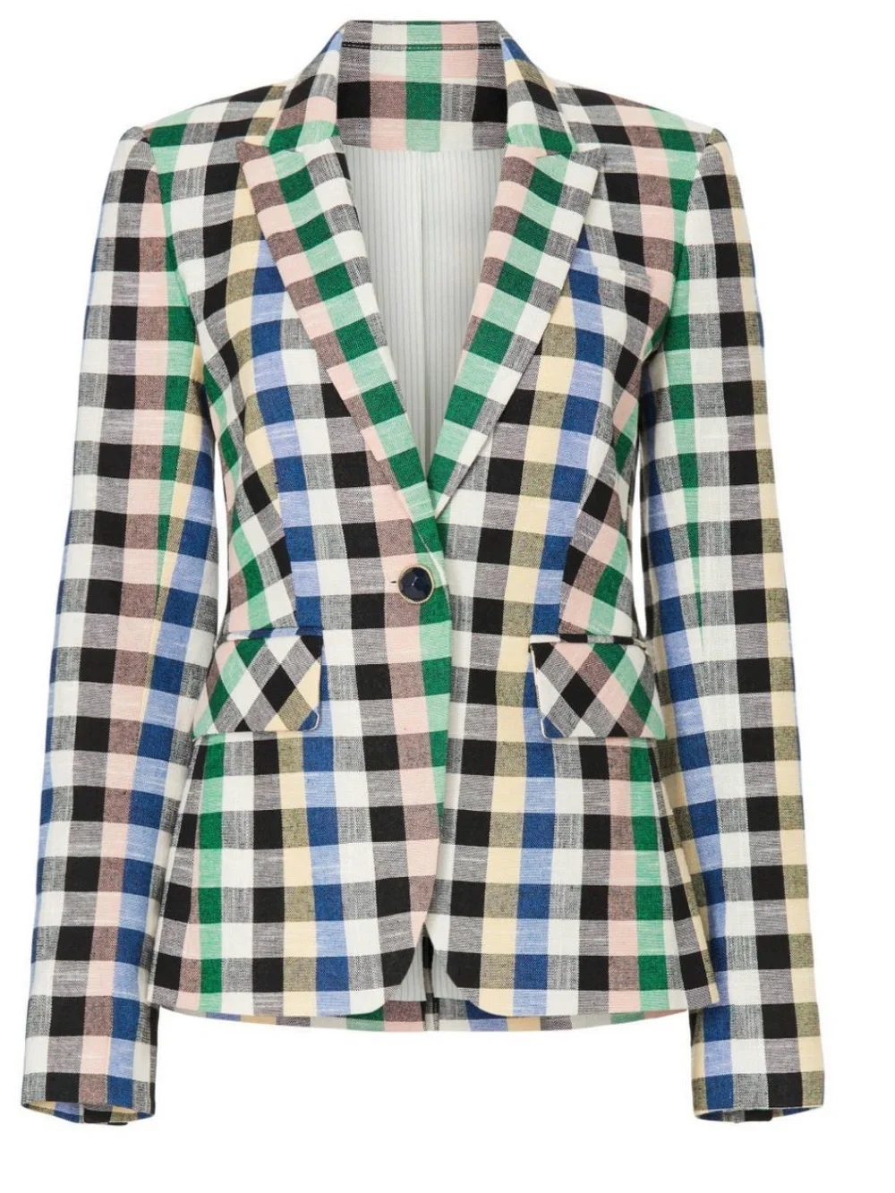 Veronica Beard Checked Single-Button Blazer in Pink, Blue, Green, Black